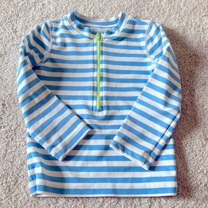 PRIMARY LIGHT BLUE & WHITE STRIPED LONG SLEEVE RASH GUARD SHIRT